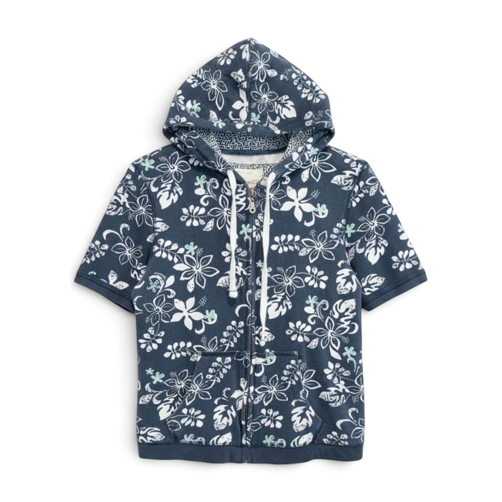 Aeropostale Zip-Up Hoodie Girls XL Blue Tropical Surf Y2K Coastal Beachy